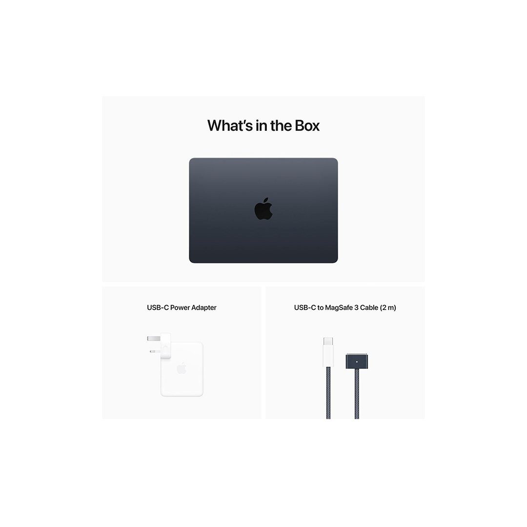 Apple MacBook Air 15-inch (2024) – M3 with 8-core CPU / 8GB RAM / 256GB SSD / 10-core GPU / macOS Sonoma / English & Arabic Keyboard / Midnight Apple MacBook Air 15-inch (2024) – M3 with 8-core CPU / 8GB RAM / 256GB SSD / 10-core GPU / macOS Sonoma / English & Arabic Keyboard / Midnight